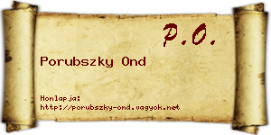 Porubszky Ond névjegykártya